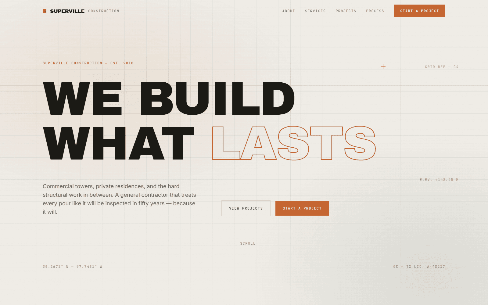 Superville Construction Co. website screenshot